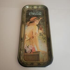 Coca-Cola Coke 70s Party Girl Woman Metal Serving Vintage Tray Advertising